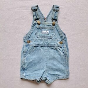 Vintage Liberty Light Wash Blue Jean 100% Cotton Denim Shortalls Overalls 24M
